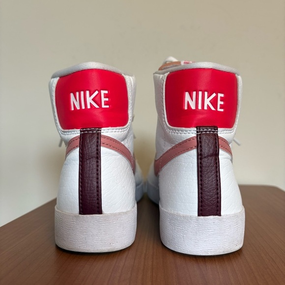 Nike Blazer Mid '77 Sneakers White Pink Burgundy Leather High Tops Women 9.5 - Picture 2 of 9